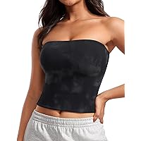 CRZ YOGA Butterluxe Double Lined Tube Tops for Women Basic Bandeau Cropped Tops Strapless Casual Going Out Crop Top