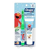 Orajel Elmo Fluoride-Free Tooth & Gum Cleanser with Toothbrush, Combo Pack, Banana Apple Flavored Non-Fluoride, 2 Piece Set