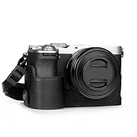 Mega Gear Genuine Leather Half Camera Case for Sony Alpha a7C Mark II - Stylish and Protective - Black