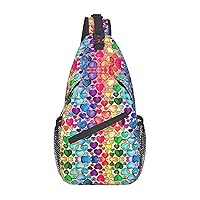 Rainbow Hearts Print Sling Bag Crossbody Sling Backpack Travel Hiking Chest Bags For Women Men