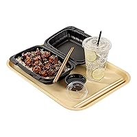 Restaurantware RW Base 12 x 16 Inch Fast Food Trays 50 Sturdy Cafeteria Lunch Trays - Lightweight No Slip Beige Plastic Serving Trays Rounded Corners for Restaurants Or Dinner Service
