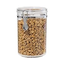 OGGI Medium-Sized Clear Canister with Clamp Lid, 59 oz - Large Airtight Food Storage Container, for Kitchen & Pantry Storage of Bulk, Dry Foods, Pasta, Flour, Sugar, Coffee, Rice, Tea, Spices & Herbs