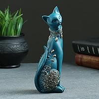 AEVVV Sitting Cat Statue Decorative Figurine Home Decor - Handmade Blue Cat Figurines 7.87 in - Table Decor
