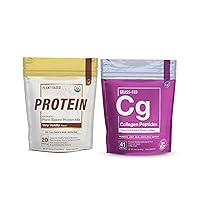 Hydrolyzed Collagen Peptides Powder & Organic Pea Protein Powder - Very Vanilla | Joint, Skin, Hair, & Nail Support + Low-carb Plant-Based Vegan Blend