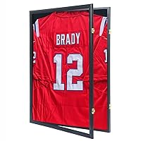 Jersey Frame Display Case Jersey Display Case Jersey Shadow Box with 98% Uv Protection Acrylic and Hanger for Baseball Basketball Football Soccer Hockey Sport Shirt and Uniform,Black Finish