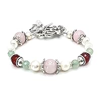 Juno Fertility and Pregnancy Bracelet featuring Natural Gemstones Rose Quartz, Moonstone, Green Aventurine, Carnelian and Freshwater Pearls/Holistic Jewelry/Crystal Healing