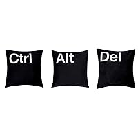 'Ctrl Alt Del' Set of 3 Premium Quality Chenille Cotton Black 16
