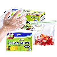 CLEANWRAP Disposable Gloves - LDPE, BPA FREE (1,000 Piece) + Zipper Bag (Medium 90 Bags) | Food Service Gloves, Clean Gloves Disposable, Disposable Plastic Gloves Korean, Clean Vinyl Glove, Plastic Gl