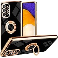 Magnetic Ring Stand Soft Lined Electroplated Phone Case for Samsung Galaxy S22 S21 S20 S10 Ultra Plus FE Back Cover, Soft and Thin Shell Bumper(Black,S20 Plus)