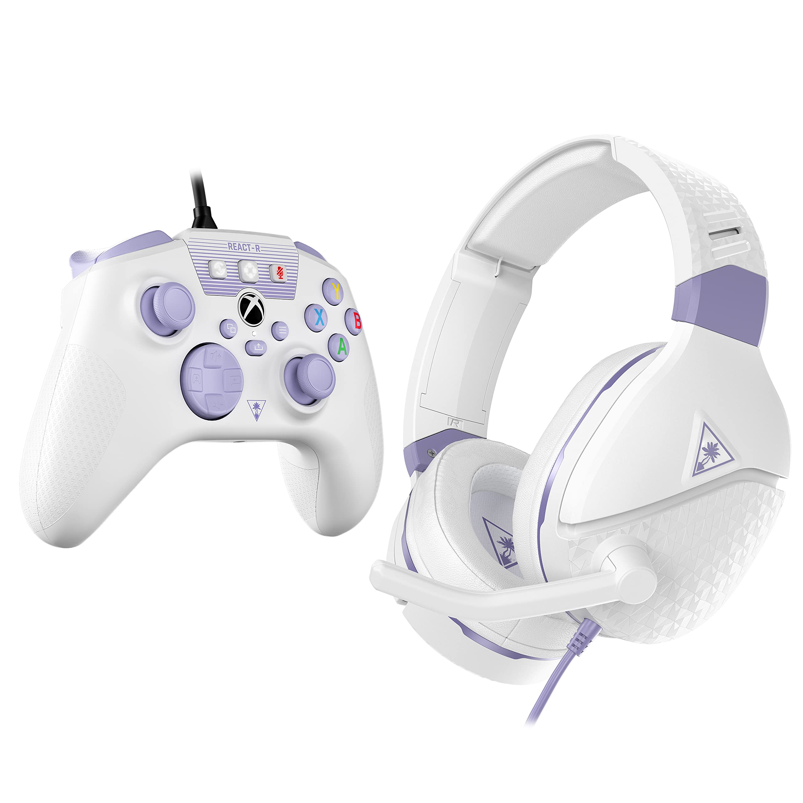 Turtle Beach Recon Spark Gaming Headset for Xbox Series X, Series S, 40mm Speakers React-R Controller Wired Game Controller – Licensed for Xbox Series Mappable Buttons- White/Purple