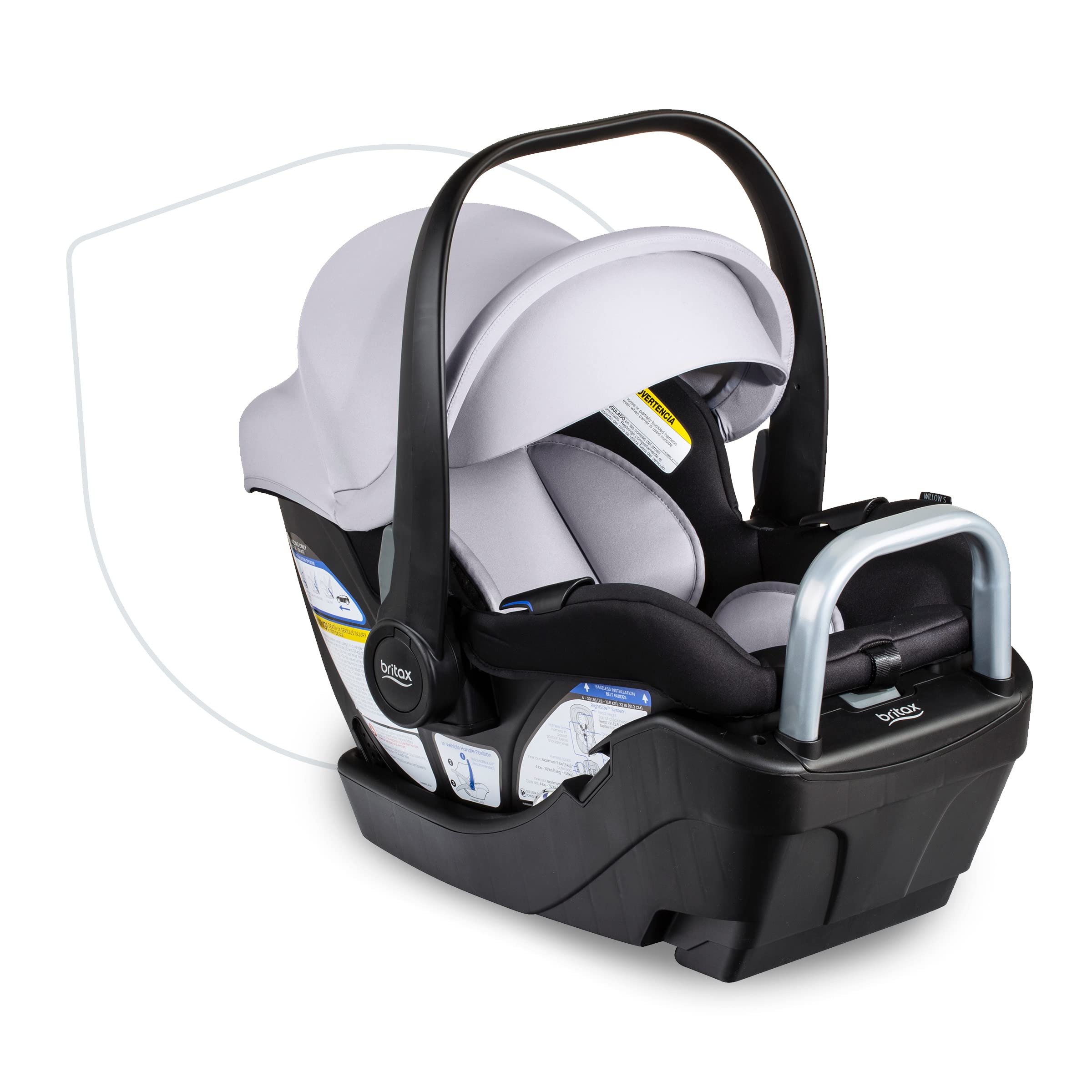 Britax Willow S Infant Car Seat with Alpine Base, ClickTight Technology, Rear Facing Car Seat with RightSize System, Glacier Onyx
