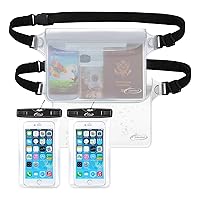 AiRunTech Waterproof Cell Phone Bag, 4 Pack Waterproof Dry Bag for Fishing, Sledding,Skating,Skiing,Snowshoeing Universal Waterproof Pouch for iPhone(2 Phone case(Clear) + 2 Fanny Pack(Clear))