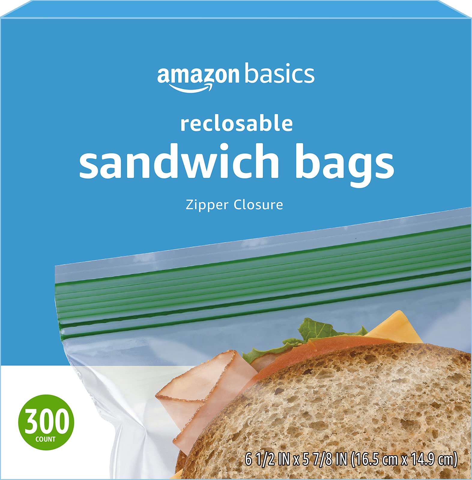 Amazon Basics Sandwich Storage Bags, 300 Count (Previously Solimo)