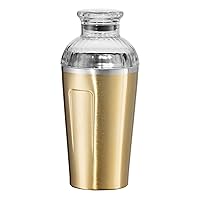 OGGI Groove Insulated Cocktail Shaker-17oz Double Wall Vacuum Insulated Stainless Steel Shaker, Tritan Lid has Built In Strainer, Ideal Cocktail Mixer, Martini Shaker, Margarita Shaker, Gold