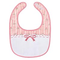 Littleforbig Cotton Waterproof Babydoll Printed Pink Floral Adult Bib with Adjustable Velcro Closure