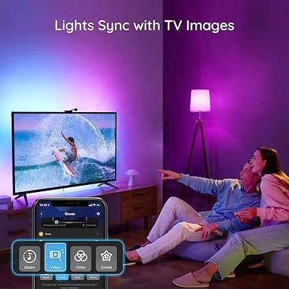 Govee Envisual TV LED Backlight with Camera, RGBIC Wi-Fi TV Backlights for 55-65 inch TVs, Works with Alexa & Google Assistant, App Control, Music Sync TV Lights, H6199