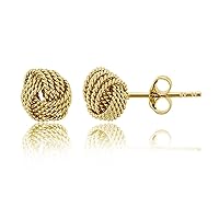 DECADENCE Sterling Silver Rope Love Knot Stud Earrings for Women | Love Knot Stud Earrings | Secure Friction Back Closure | 14k Plated Shiny Classic Earrings
