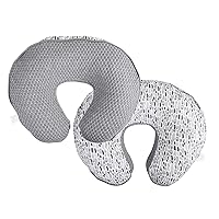 Nursing Pillow Luxe Support , Gray Brushstroke Pennydot, Ergonomic Nursing Essentials for Bottle and Breastfeeding, Firm Fiber Fill, with Soft Removable Nursing Pillow Cover, Machine Washable
