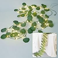 2 Pack 6.5FT Eucalyptus Vine Fairy String Lights, Battery Operated, Artificial Green Leaves Ivy Garland LED String Lights Decor for Bedroom Patio Holiday Wedding Party (Warm White)