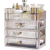 Makeup Organizer Cosmetic Storage Organizer for bathroom Vanity Countertop,Cosmetic Display Box Case with Drawers and Cover Waterproof Dust-proof (pink1)
