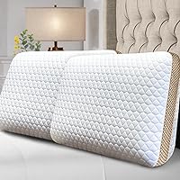 Memory Foam Pillow Standard/Queen Size Medium Firm Pillow for Sleeping,Orthopedic Bed Pillows for Stomach Back or Side Sleepers,Ventilated Design Cooling Gel with Washable Cover 1 Pack