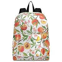 Tropical Fruits Peach Leaves Durable Travel Laptop Backpack Big Computer Bag Gift for Men Women School Bookbags Work