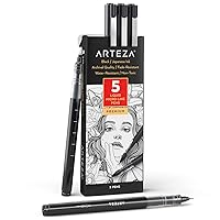 ARTEZA Micro-Line Ink Pens, Set of 5, Black Fineliners with Japanese Archival Ink, Art Supplies for Comic Artists and Illustrators, Calligraphy, Sketching, Anime, Technical Drawing