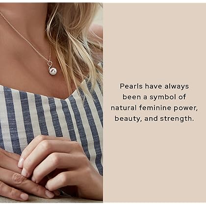 The Pearl Source Freshwater Pearl Pendant Necklace for Women - White Cultured Pearl Necklace with Infinity Design | Single Pearl Necklace for Women with 925 Sterling Silver Chain, 9.0-10.0mm