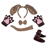 Petitebella Long Ear Dog Headband Bowtie Tail Gloves Shoes 5pc Kid Costume 1-5y