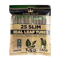 King Palm Slim Size Natural Pre Wrap Palm Leafs (1 Pack of 25, 25 Rolls Total) - Pre Rolled Cones - All Natural Cones - Corn Husk Filter - Preroll Cones - Prerolled Cones with Filter - Organic Cones