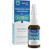 HylaMist Nasal Spray | Hyaluronic Acid Nasal Mist Spray Bottle | Nasal Moisturizer for Dry Nose | Stuffy Nose Relief | Grapefruit Seed Extract Nasal Spray | Antioxidant Mist – (2 oz / 59ml)
