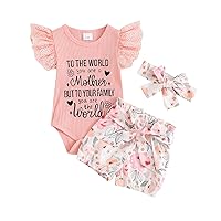 DuAnyozu Newborn Baby Girl Clothes Ruffle Ribbed Onesie Romper Vintage Floral Shorts Headband Coming Home Outfit Girl