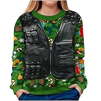 Unisex Ugly Christmas Crewneck Sweatshirt Women Men Funny Xmas Shirts Novelty 3D Graphic Long Sleeve Pullover Sweater
