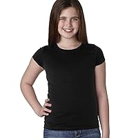 NEXT LEVEL APPAREL Girls Youth Cotton Princess T-Shirt, Dark Black, Large