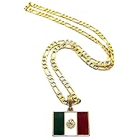 Mexico Flag Pendant with 24 Inch Long Necklace