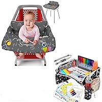 PILLANI Space Travel Bundle: Kids Car Tray & Shopping Cart Cover