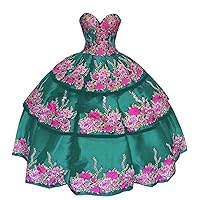 Amazing 2024 Floral Flowers Ball Gown Charro Quinceanera Prom Dresses Mexican Style Long Corset