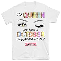 This Queen was Born in October Birthday Shirts for Women T-Shirt, Gift, Shirt, Queen, Girl, Multicolored, Small