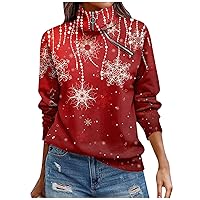 Christmas Zipper Sweatshirts For Women Loose Fit Casual Graphic Pullover Long Sleeve Soft Festival Daily Outfit