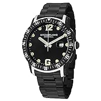 Stuhrling Original Men's 421.335B1 Octane Concorso Trofeo Swiss Quartz Date Black Stainless Steel Bracelet Watch