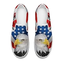 USA Flag Texture Women's Slip on Canvas Non Slip Shoes for Women Skate Sneakers (Slip-On)