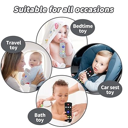 Viyuse Remote teether for Baby, Soft Chew Toys with TV Remote Control Shape, Early Educational Sensory Toy for Babies Teething Relief and Soothe Sore Gum Infant Teether for 3-12 Months Black