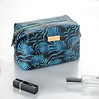 Small cosmetic bags, Makeup bags travel Leaf Cute Large-capacity Multi-purpose Simple Portable Storage bag Carry Toiletry bag for women-blue A 21x11x12cm(8x4x5inch)