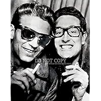 Buddy Holly and Waylon Jennings Stunning 1959 Photo Booth Photograph - Beautiful & Iconic Poster Print, Black, White, 11 X 14 Inches