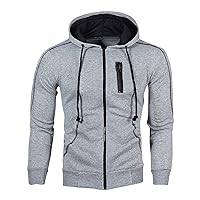 Men's Athletic Sweatshirt Jacket Muscle Fit Hoodie Contrast Color Hoody Top Workout Hooded Outwear with Zipper Pocket