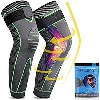 beister 1 Pair Compression Leg Sleeves with Elastic straps for Men & Women, Extra Long Leg Braces Knee Sleeve for Basketball, Football, Knee Pain, Working Out, Joint Pain, Arthritis, Running, ACL
