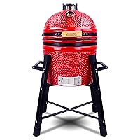 Ceramic Kamado Charcoal BBQ Grill -The Junior Series with Tall Stand (RED)