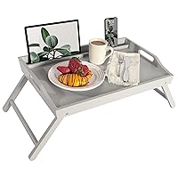 ROSSIE HOME Wood Bed Tray, Lap Desk with Phone Holder - Fits up to 17.3 Inch Laptops and Most Tablets - Calming Gray - Style No. 78105