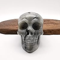 483g Natural Labradorite Skull Quartz Crystal Carved Healing