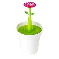 Flower Power Bathroom Bin, 3/4-Gallon, Flower Pot Waste and Storage Basket with Lid, Daisy-Shaped Handle, Removable Inner Bin, White